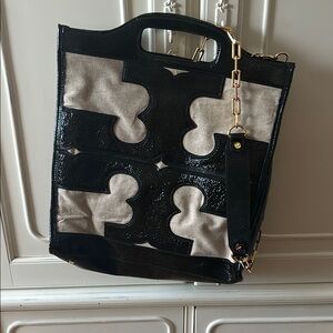 Black and Beige Designer Tote Bag